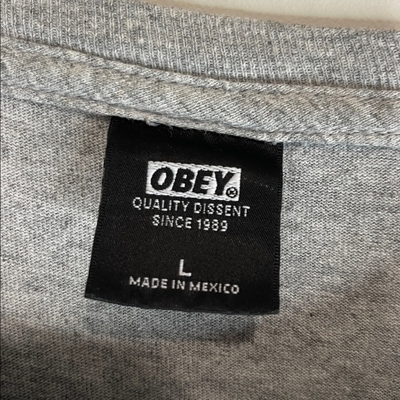 Obey Mens Vintage Extra Bitter Since 1989 Graphic T-Shirt Heather Grey Crew L - Picture 9 of 11